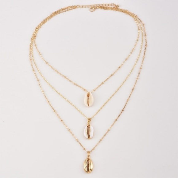 !!!!!5 for $25 Three Layer Gold Sea Shell Necklace - Picture 2 of 6